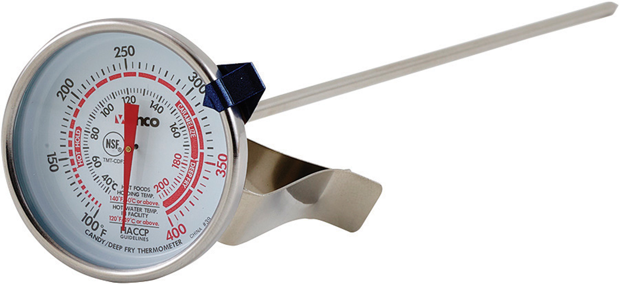 Deepfry/Candy Thermometer, 2" Dial, 12" Probe