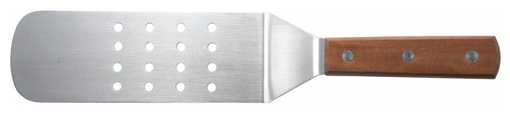 Offset Perforated Flexible Turner with Wooden Handle, 7-7/8" x 2-7/8" Blade - Chefcoca