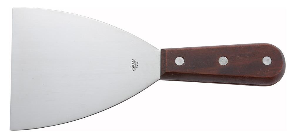 Scraper with Wooden Handle and Mirror Finish, 4-5/8" x 3" Blade - Chefcoca