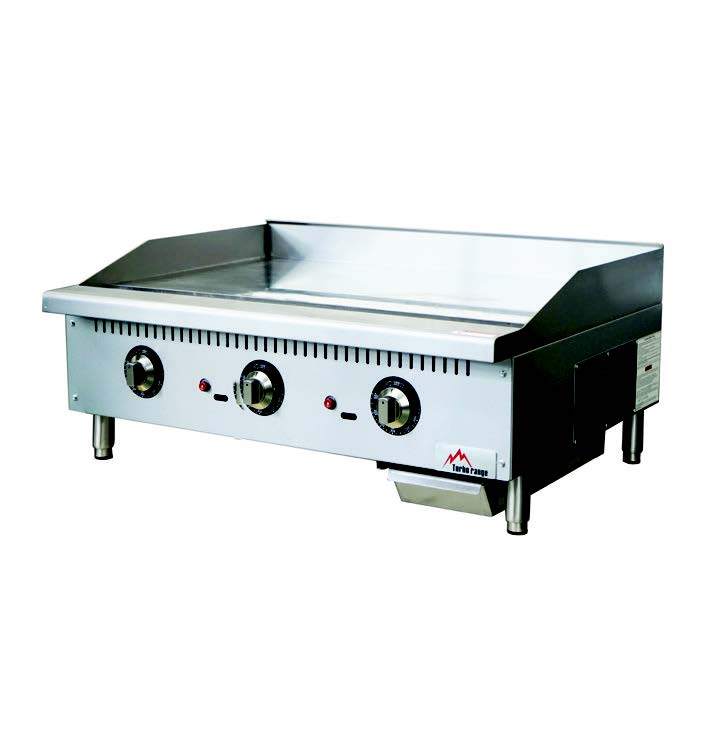 Turbo Range 1" Plate Natural Gas Thermostatic 36" Griddle - Chefcoca