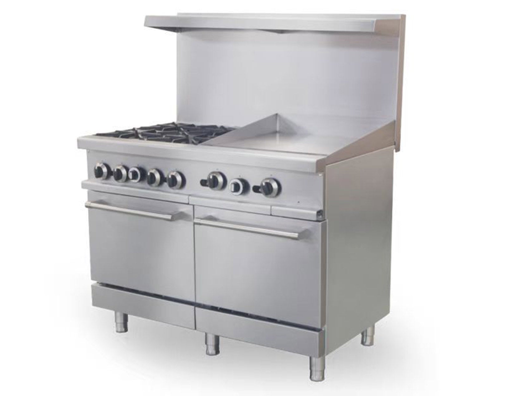 Turbo Range Liquid Propane 4 Burner 48" Range with 24" Manual Griddle and 2 Space Saver Ovens - Chefcoca