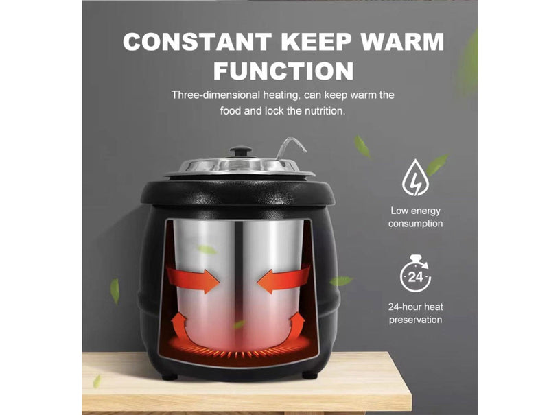Commercial Food Warmers,AGKTER,Soup Warmers with Hinged Lid, Stainless Steel Insert Pot, Temperature Control - 10.5 Quarts, Ideal for Restaurants