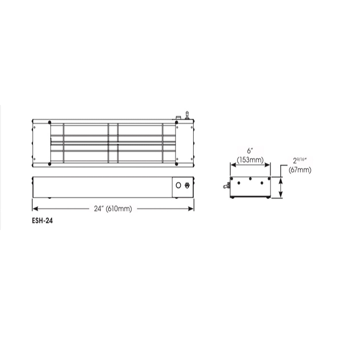 Electric Strip Heaters, 24", 4.2A, 500W/120V/60Hz