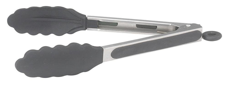 Stainless Steel 9" Tongs with Silicone Grips & Lock Clip