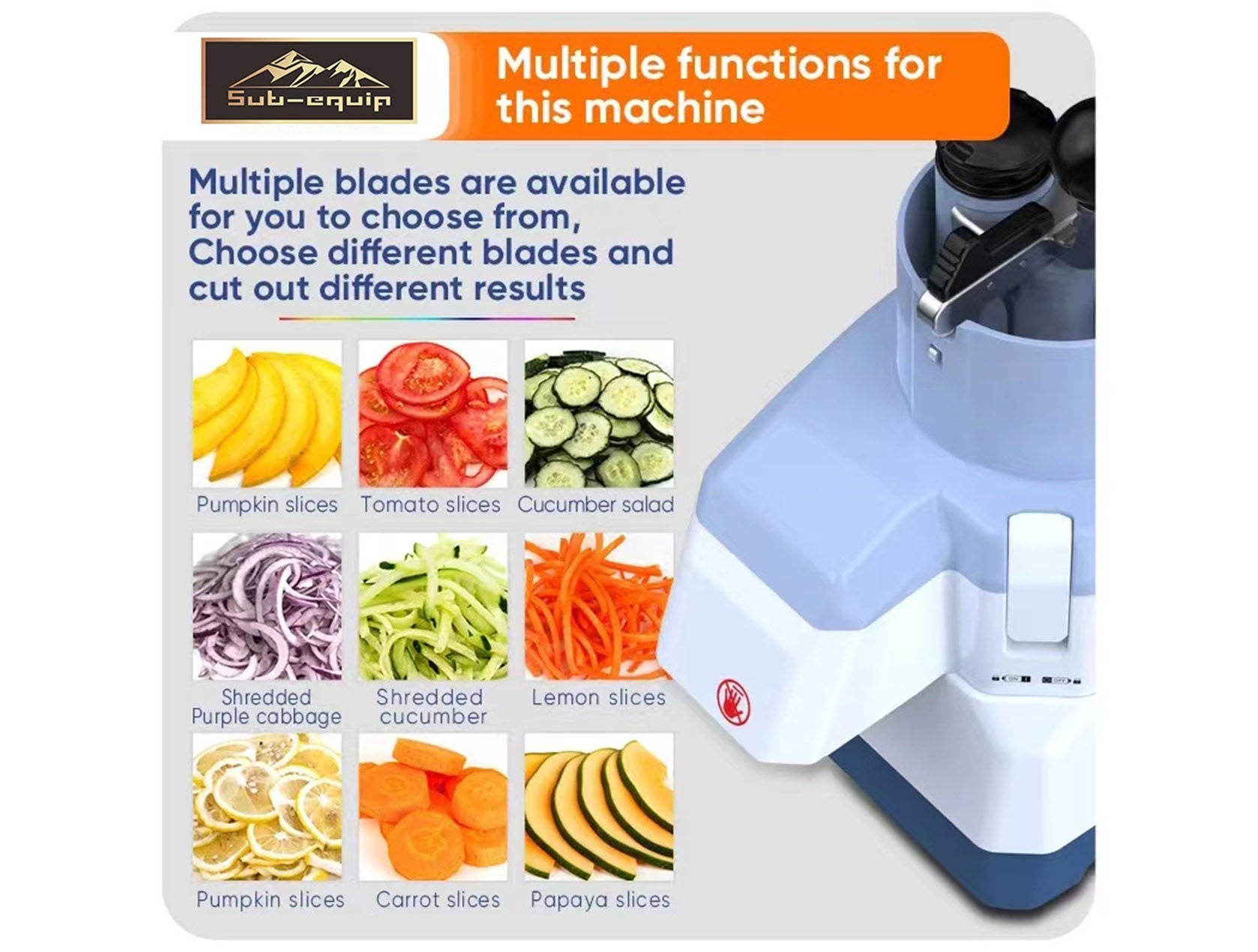 Vegetable food slicer processor vegetable fruit Cutter Machine(Bowl sold Seperately)