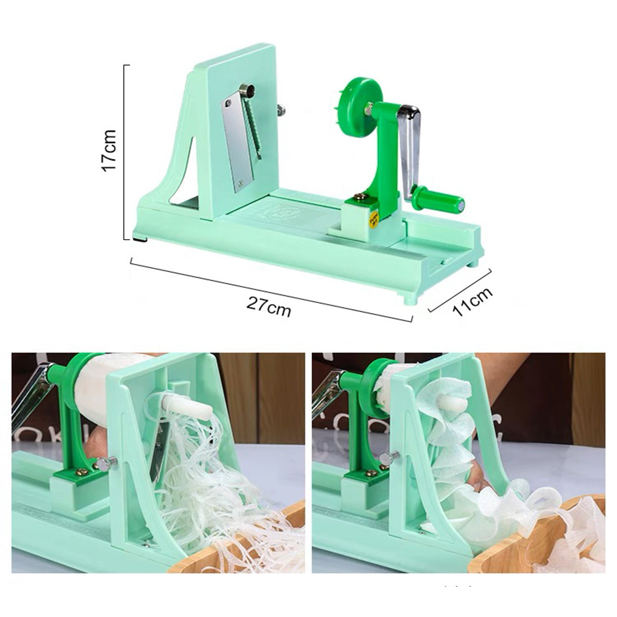 2 in 1 Vegetable Turning Slicer w/3 Blades, Manual or cordless Screwdriver, Made In Taiwan - Chefcoca