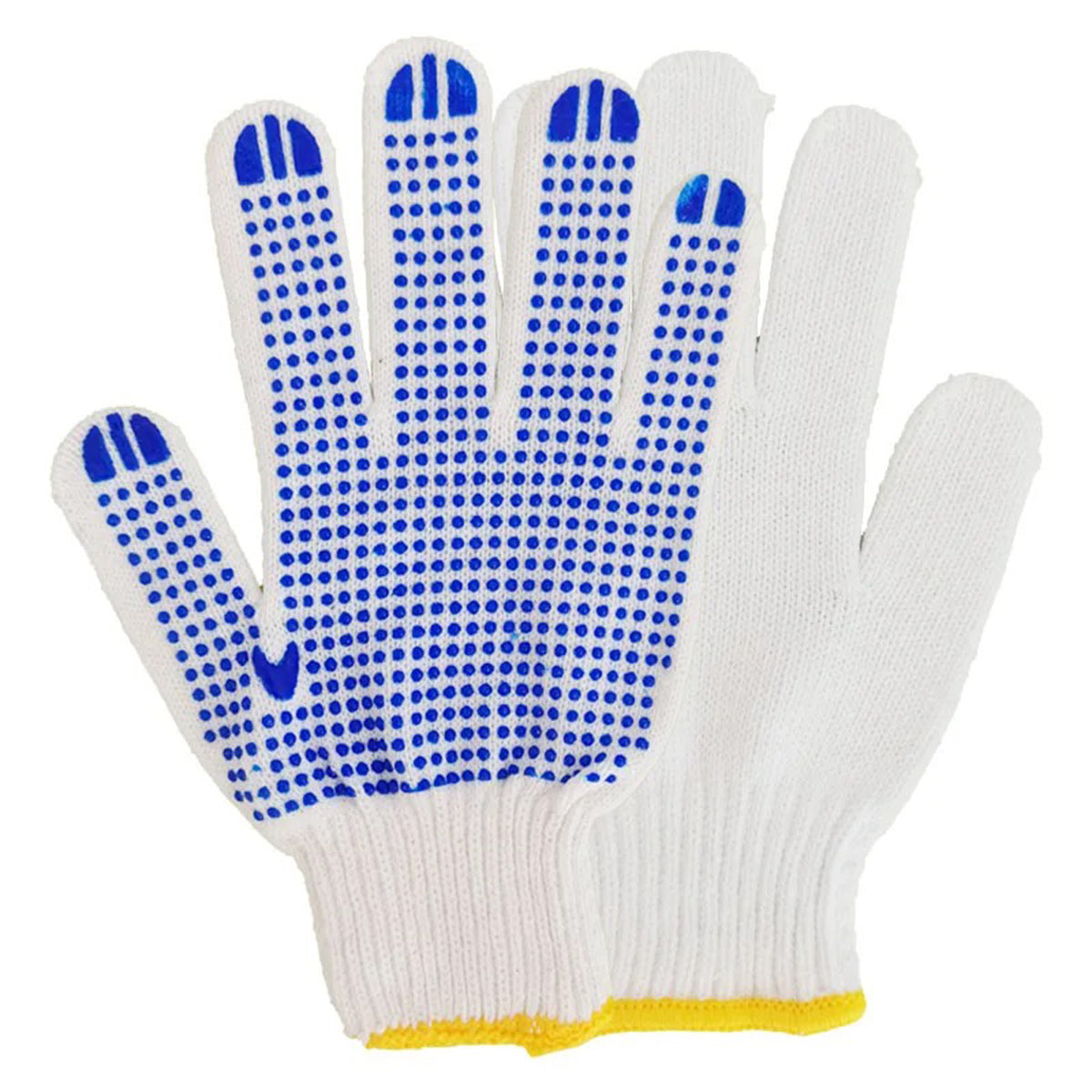 White Cotton Gloves with PVC Dots, 12 Pairs/Pack