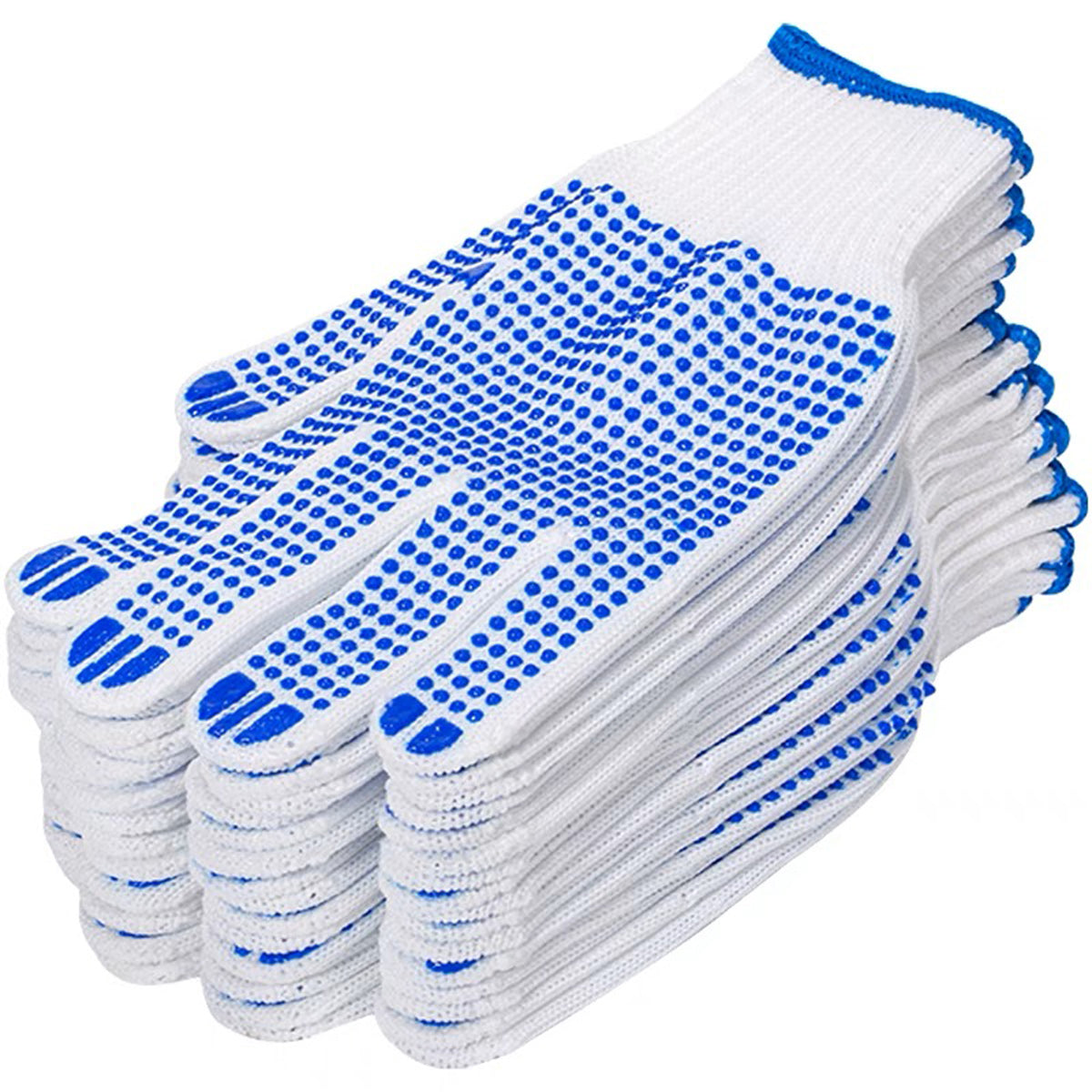 White Cotton Gloves with PVC Dots, 12 Pairs/Pack