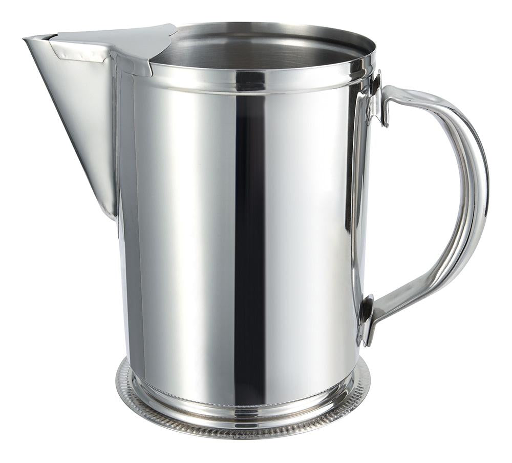 Winco 64 oz Water Pitcher with Ice Guard, Stainless Steel - Chefcoca