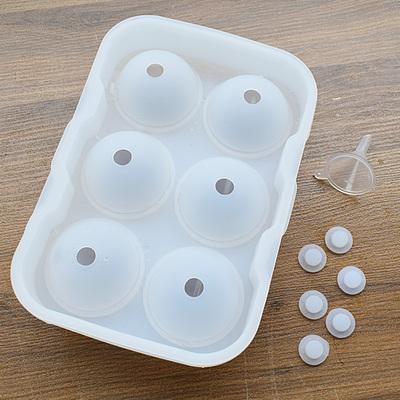 Round Silicone Ice Cube Tray, 6 compartment
