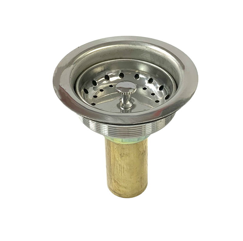Chrome-Plated Sink Drain with Basket Strainer and Tailpiece, Large
