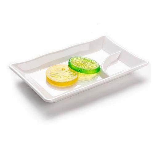 White Melamine Appetizer Plate with Sauce Compartment (Y202/LA22152)