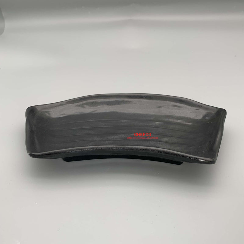 Matte Black Fan Shaped Melamine Plate (YG140007)