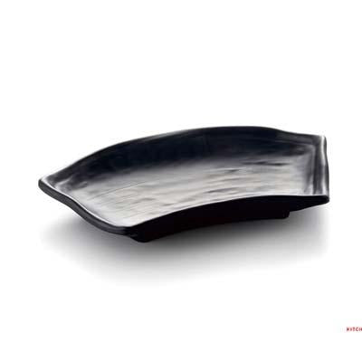 Matte Black Fan Shaped Melamine Plate (YG140007)