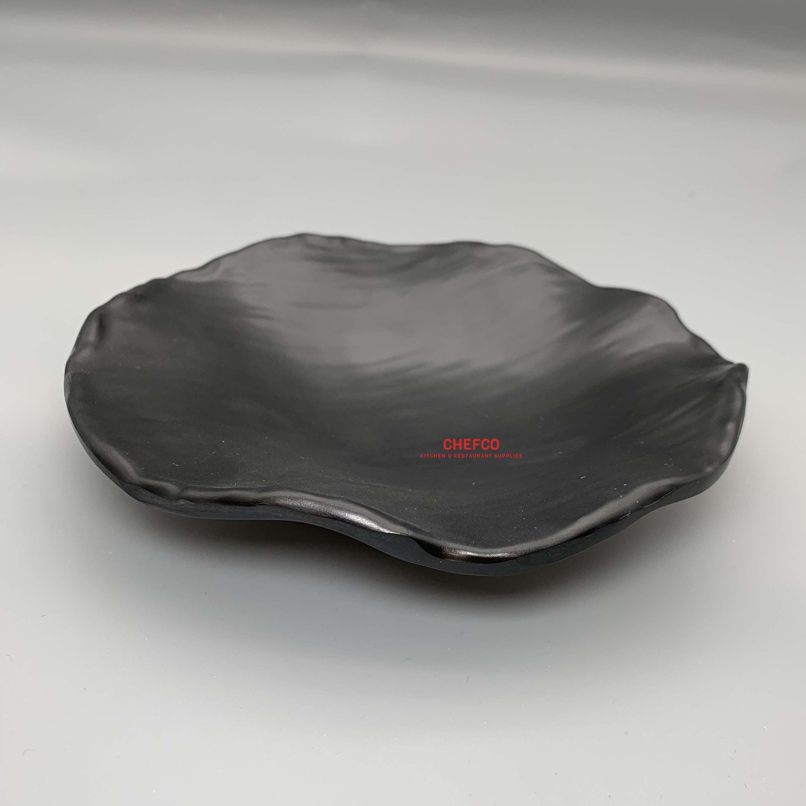 Matte Black Abstract Flower Shaped Melamine Plate (YG140009)