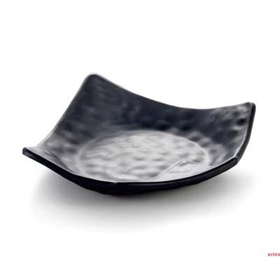 Matte Black Hammered Pattern Flared Rim Square Plate (YG140020)