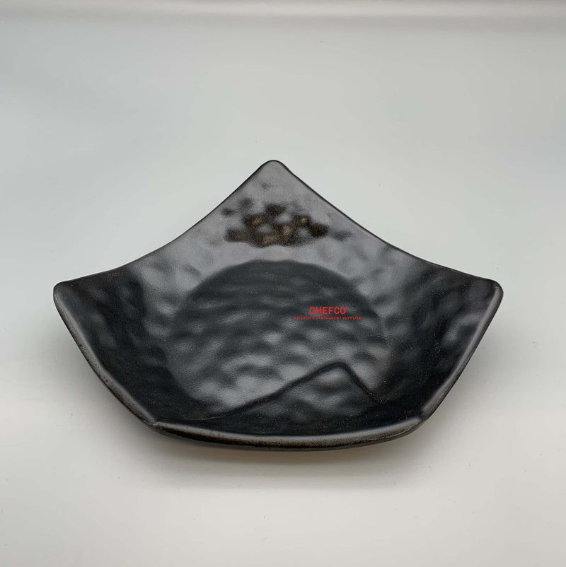 Matte Black Hammered Pattern Flared Rim Square Plate (YG140020)