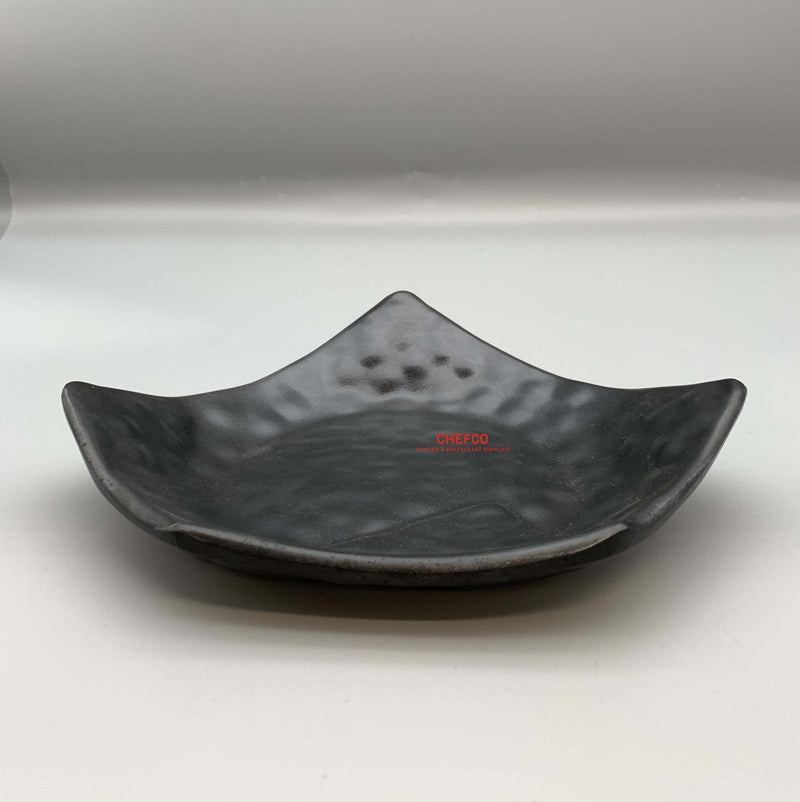 Matte Black Hammered Pattern Flared Rim Square Plate (YG140020)