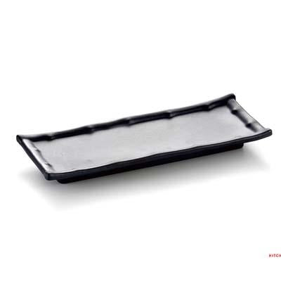 Matte Black Rectangular Melamine Sushi Plate (YG140078)