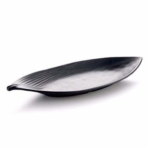 Matte Black Leaf Shaped Melamine Platter (YG142051)