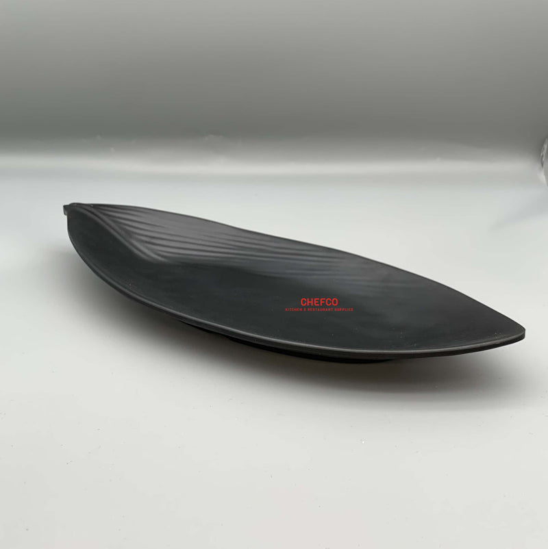 Matte Black Leaf Shaped Melamine Platter (YG142051)