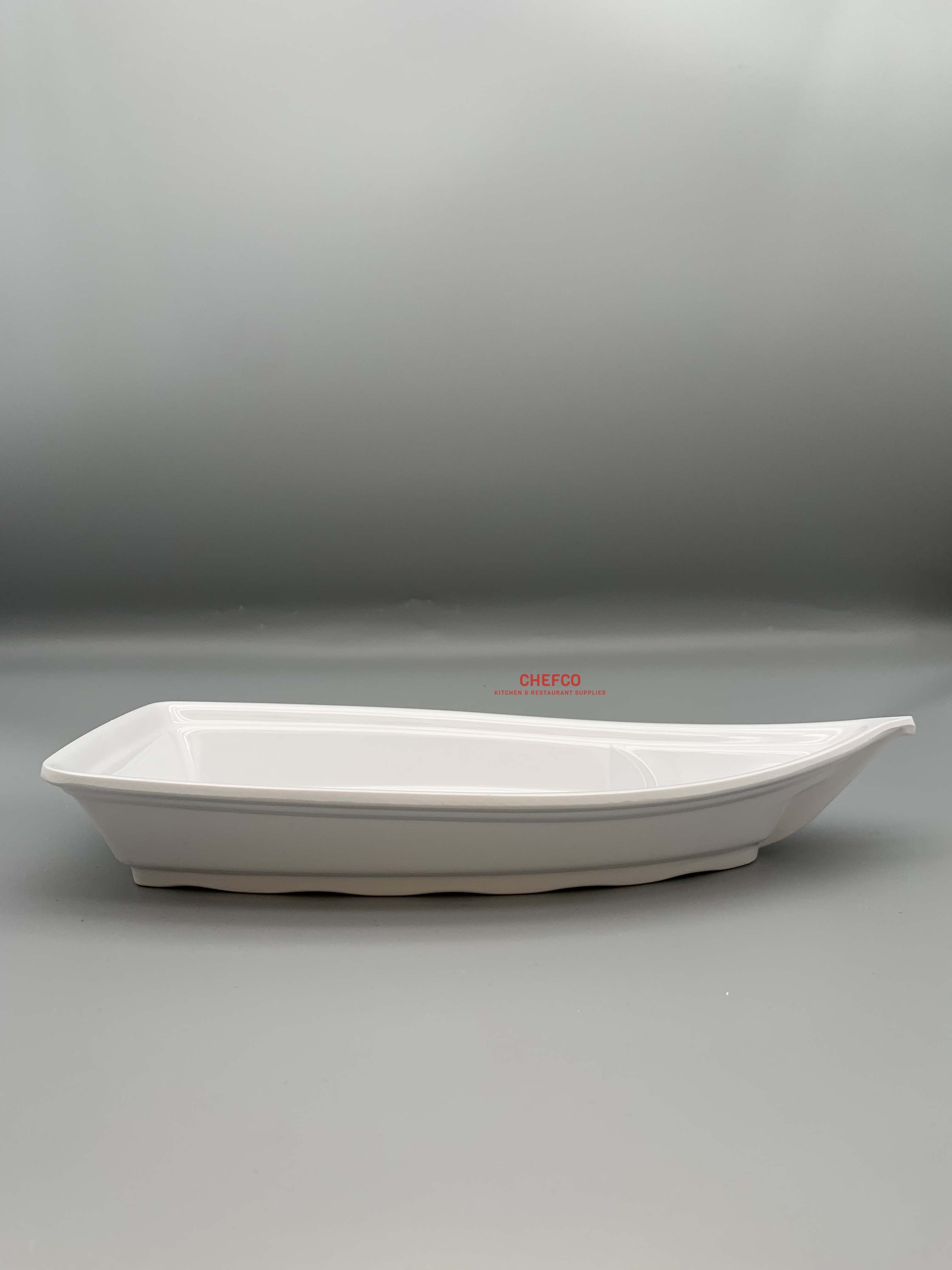 White Melamine Ship Shaped Platter (YG143002) - Chefcoca