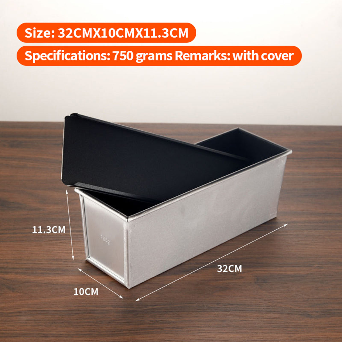 Non-stick Aluminum Loaf Pan/Toast Pan with Lid (750-900g) - Chefcoca