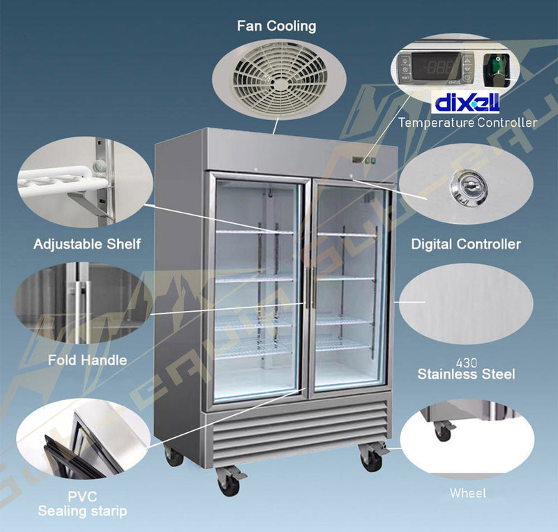 Sub-equip, 49ft³ three layer tempered glass door Refrigerated Merchandiser