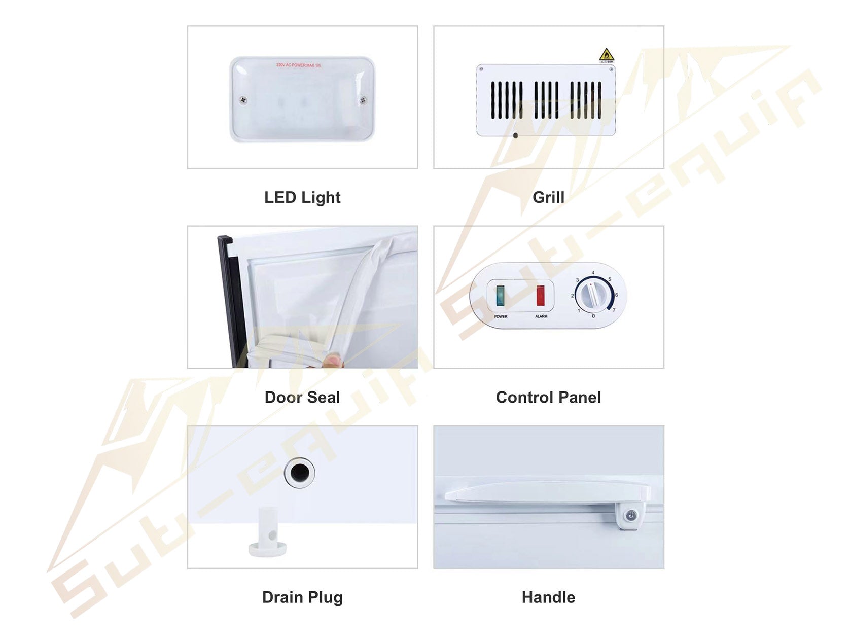 Sub-equip 560L Solid White Lid Chest Freezer (71.06"x29.53"x33.46") without casters - Chefcoca