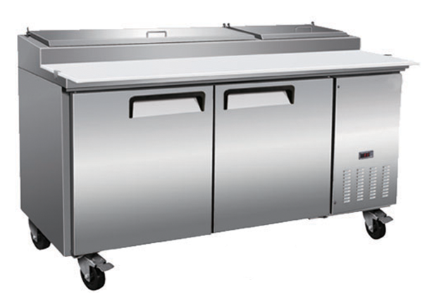 71" 2 Door Refrigerated Pizza Prep Table (70.8" x 32.3" x 41.3")