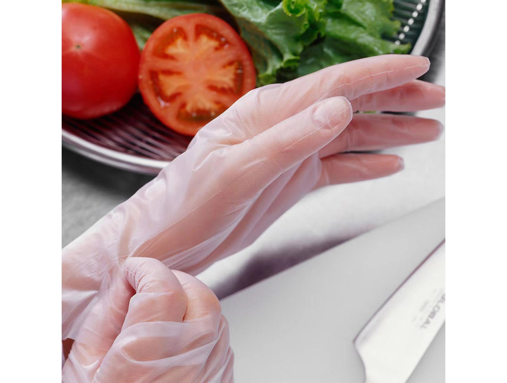 28 Micron Five-Finger Embossed Sushi Gloves (200/pack) - Chefcoca