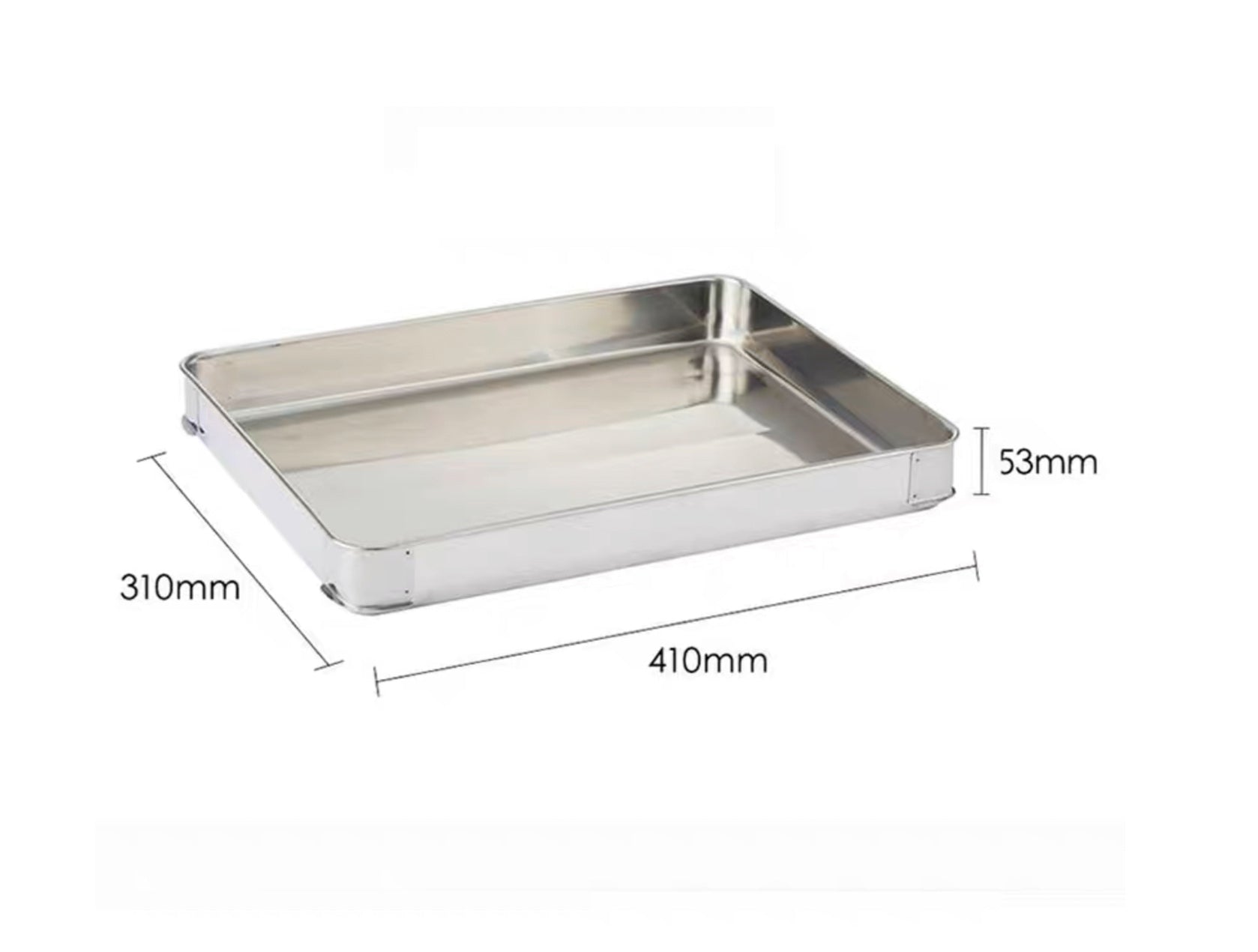 Stainless Steel Rectangular Food Tray (Lid sold separately)