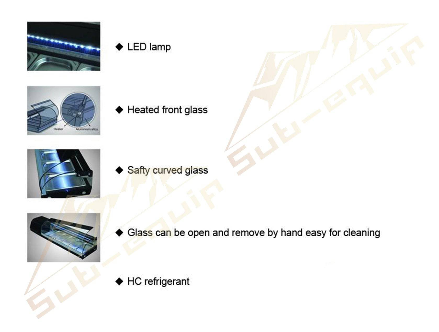 Sub-equip, 7FT Refrigerated Sushi Case (78.74"x16.3"x11.8") - Chefcoca